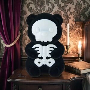 Black and White Skeleton Bear Toy Decor